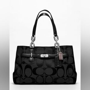 Coach Signature Jacquard Buckle Tote Bag – Black Y2K Shoulder Purse